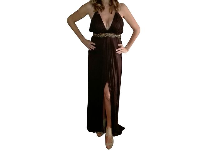 Roberto Cavalli Abendkleid aus Seide Braun Dunkelbraun