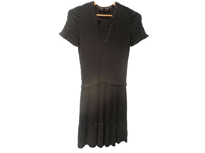 Vestido Isabel Marant de algodón negro bordado