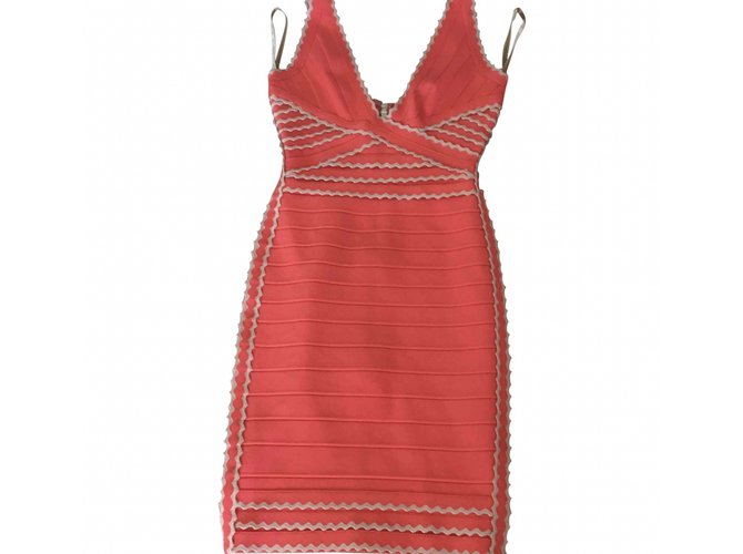 Herve Leger Dresses Coral Synthetic  ref.66368