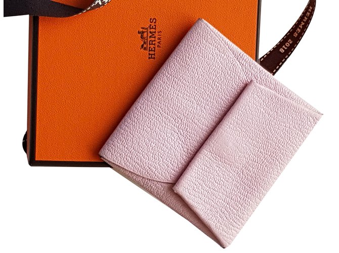 Hermès Purses, wallets, cases Pink Leather  ref.66421