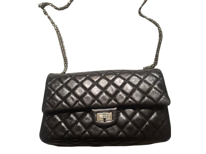 Chanel 2.55 Black Leather  ref.66445