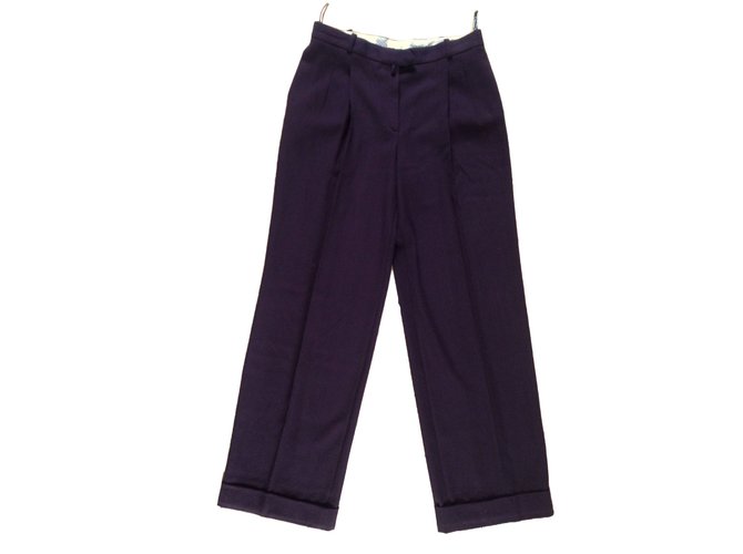 Christian Dior Pantalones, polainas Púrpura Lana  ref.66483