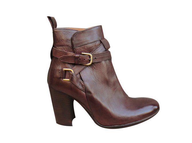 Atelier Voisin Ankle Boots Brown Leather  ref.66519