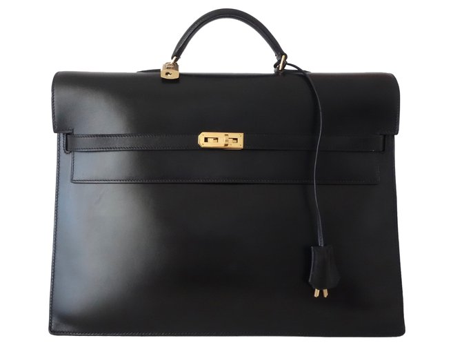 Kelly Hermès Handbags Black Leather  ref.66561