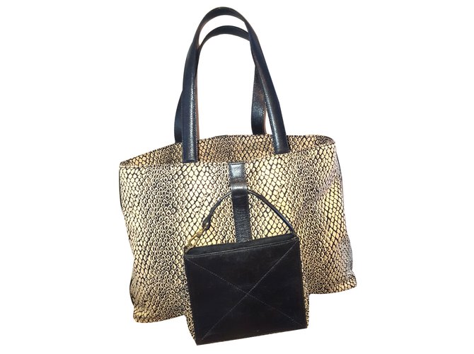 Lancel Handbags Python print Leather Cloth  ref.66612