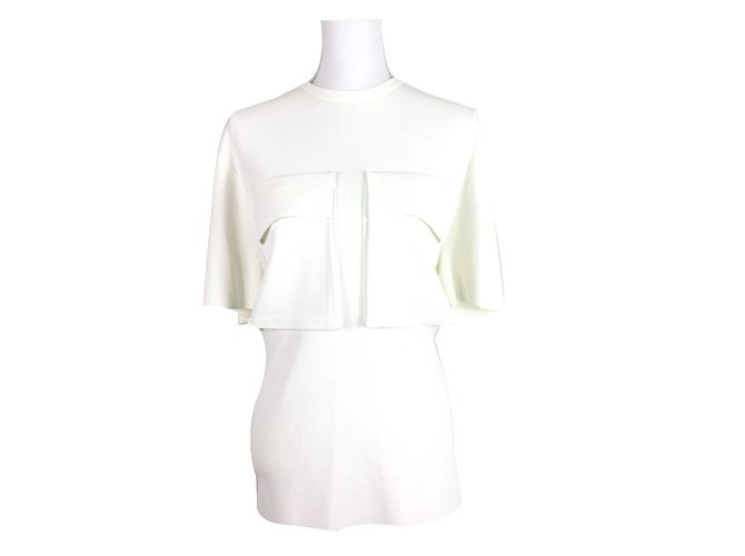 Céline T-Shirt mit aufgesetzter Tasche Weiß Baumwolle  ref.66619