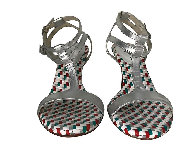 Stéphane Kelian Sandalen aus silbernem Leder Metallisch