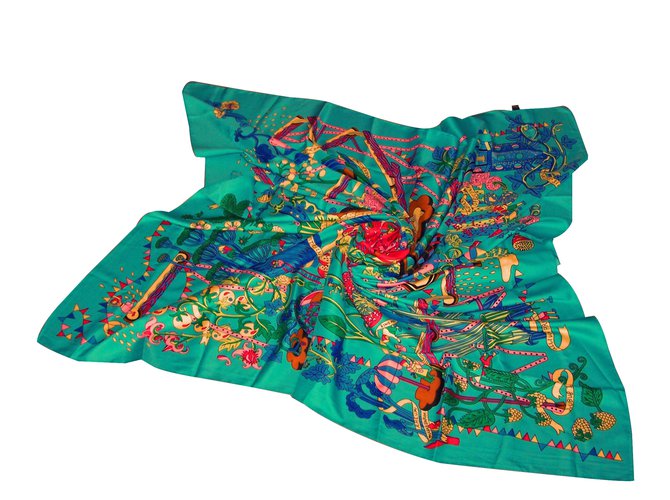 inconnue Scarves Multiple colors Green Silk  ref.66626