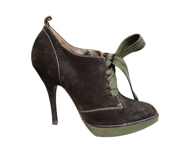 Botas de Tornozelo Dolce & Gabbana Castanho Escuro Pele de Cervo 38