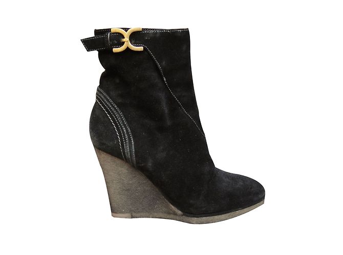 Chloé Ankle Boots Black Deerskin