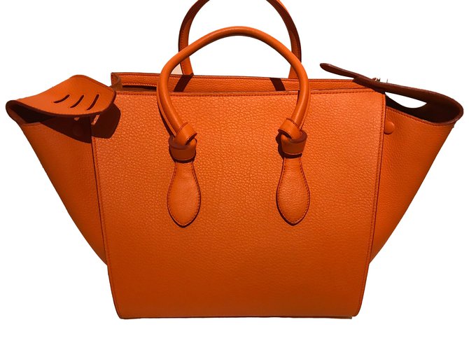 Céline Tie Bag Orange Leather  ref.66679