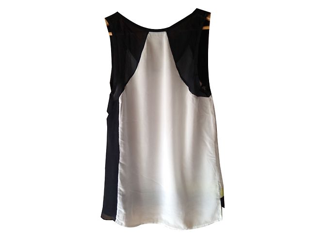 Top de seda Gat Rimon blanco negro amarillo