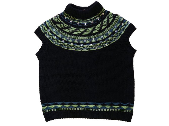 Sonia Rykiel Knitwear Black Blue Green Wool  ref.66691