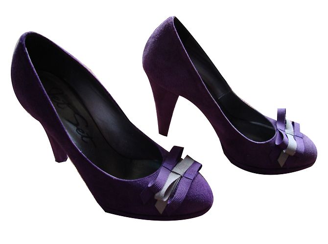 Autre Marque Lila graue Wildleder Pumps mit Knoten 11cm