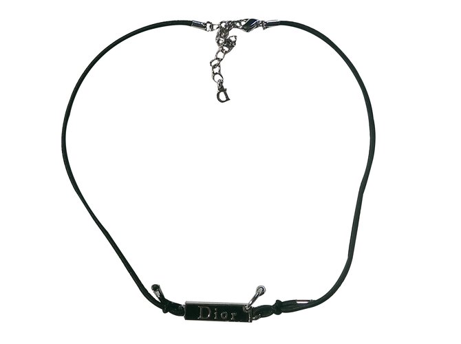 Dior Necklaces Black Silvery Metal  ref.66731