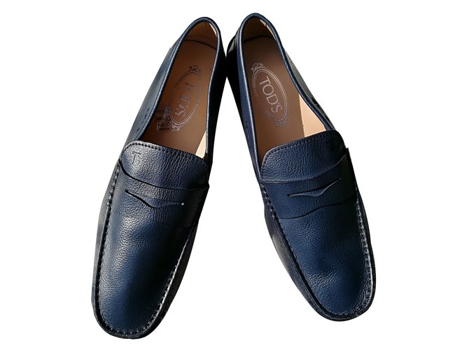Tod's Loafers Slip ons Navy blue Leather  ref.66741