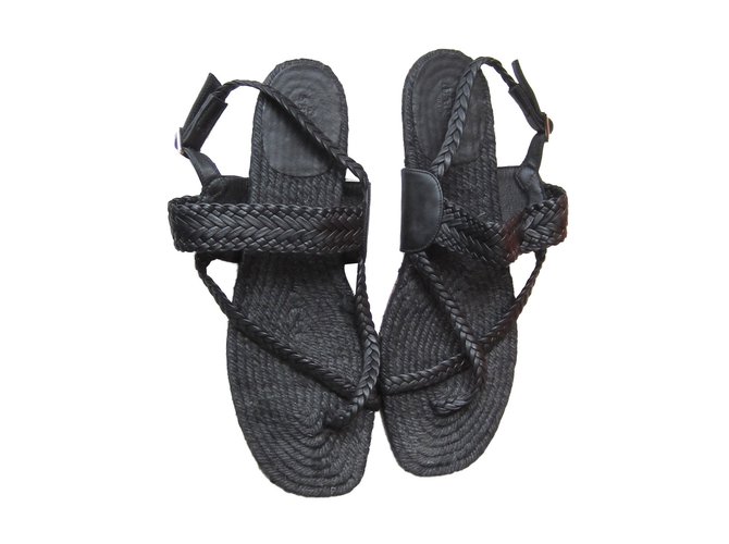 Hermès Sandals Black Straw  ref.66754