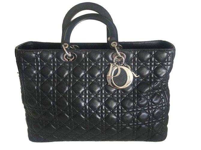 Lady Dior Black Leather  ref.66791