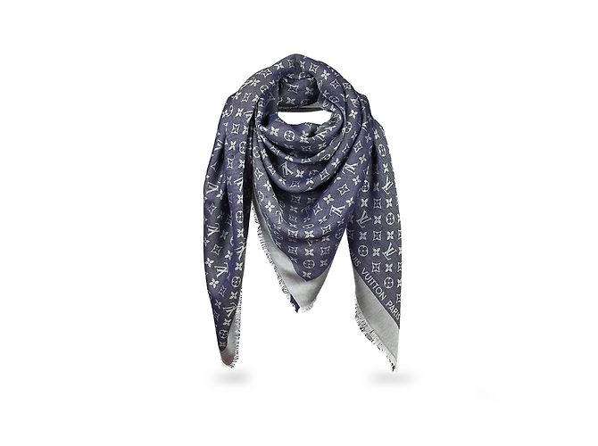 Louis Vuitton Sciarpa classica Monogram Blu Seta