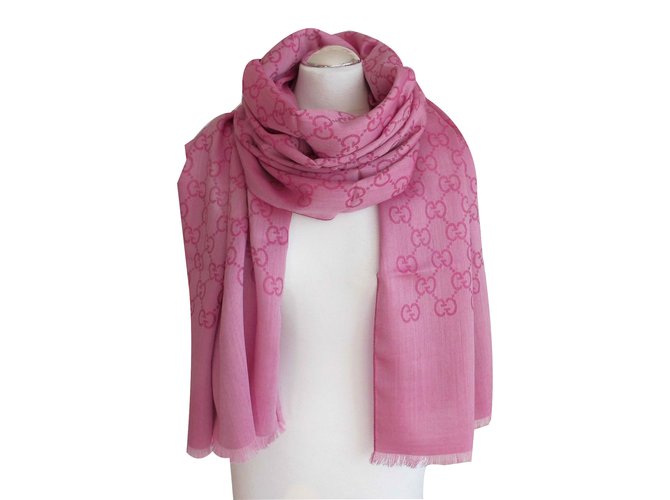 gucci scarf guccissima new Pink Silk Wool  ref.66816