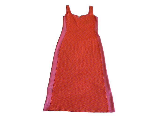 Vestido Maxi Escada Laranja e Rosa de Algodão