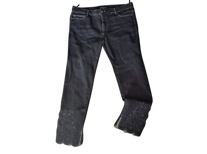 Chanel Jeans Black Cotton  ref.66954