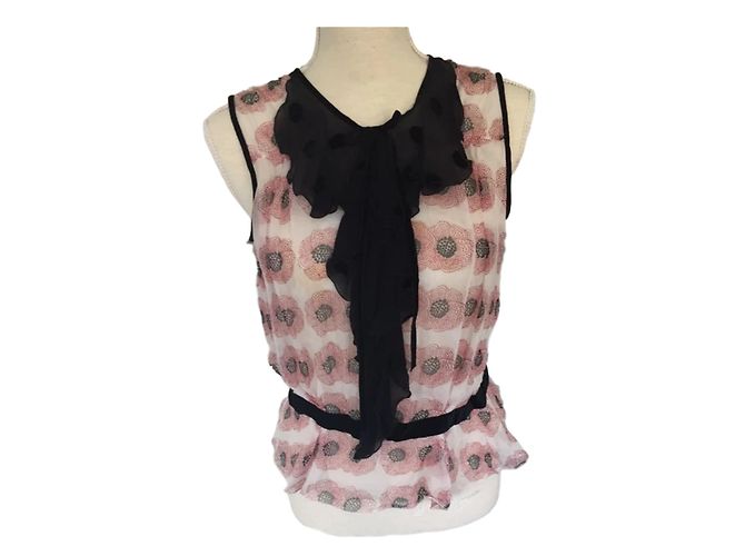 Top Louis Vuitton Nero e Corallo Multicolore