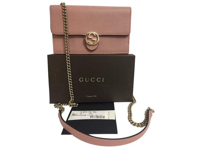 Gucci billetera en la cadena Rosa Cuero  ref.67002