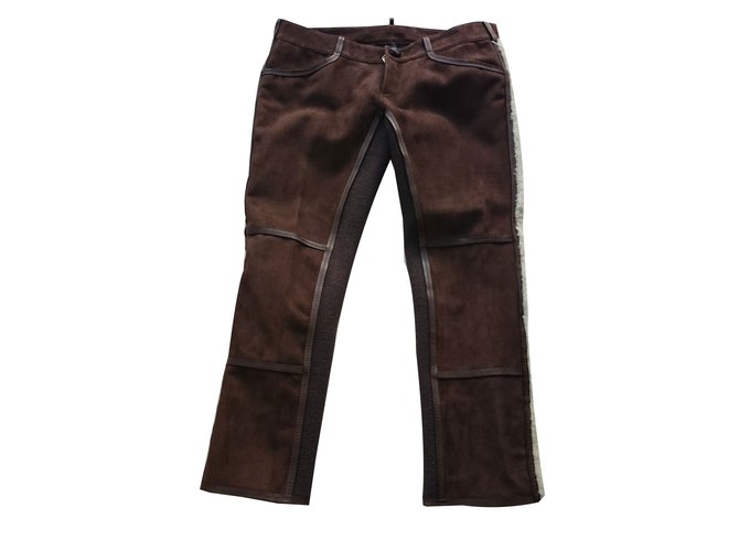 Dsquared2 leather pants Brown  ref.67054