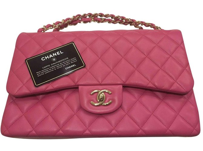 Chanel Handbags Pink Leather  ref.67191