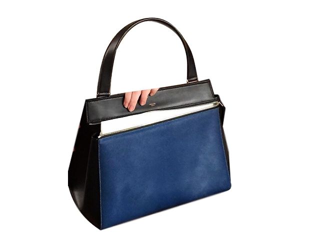 Bolsa Céline Edge em couro de potro azul
