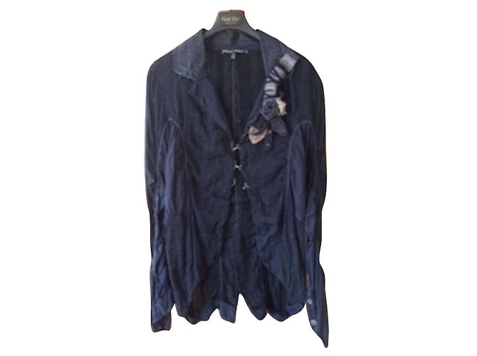 Autre Marque Tricot Chic Navy Blue Viscose Jacket