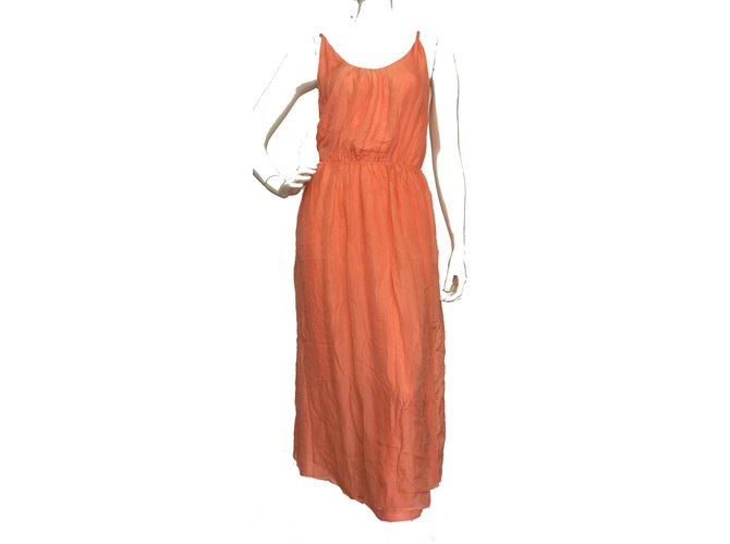 Massimo Dutti Silk midi dress Orange  ref.67283