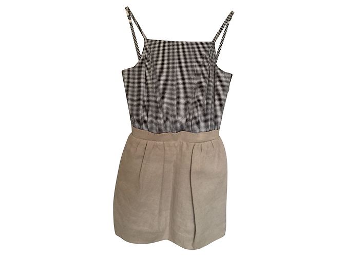 Vestido Carven estampado vichy de algodón y lino