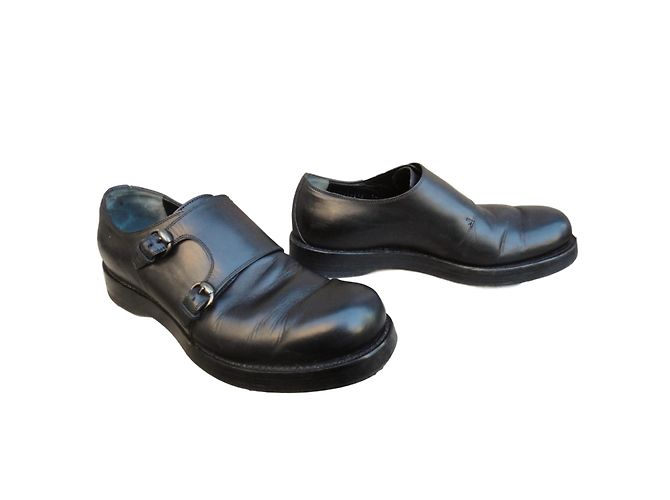 Gucci Zapatos Double Monk Strap de Cuero Negro