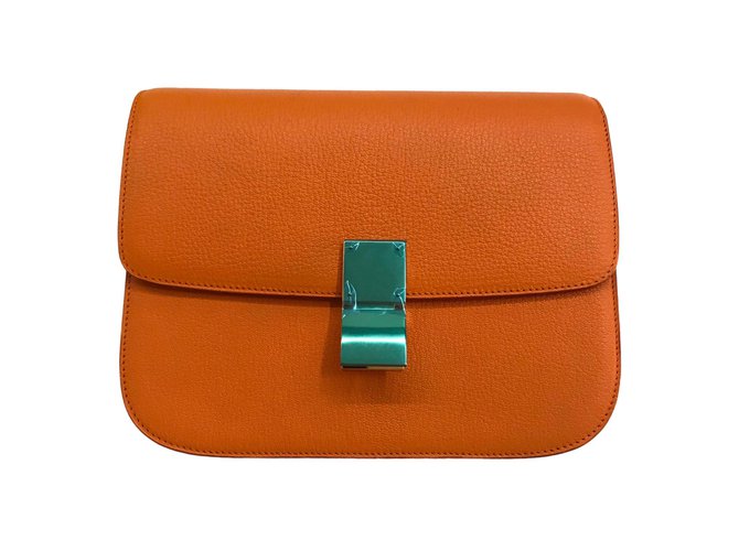 Céline Classic Box mittel Orange Leder  ref.67371