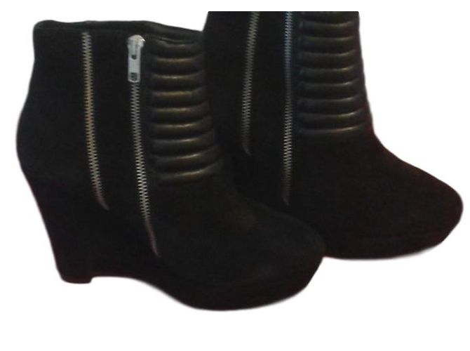 Botines con cuña de ante negro The Kooples