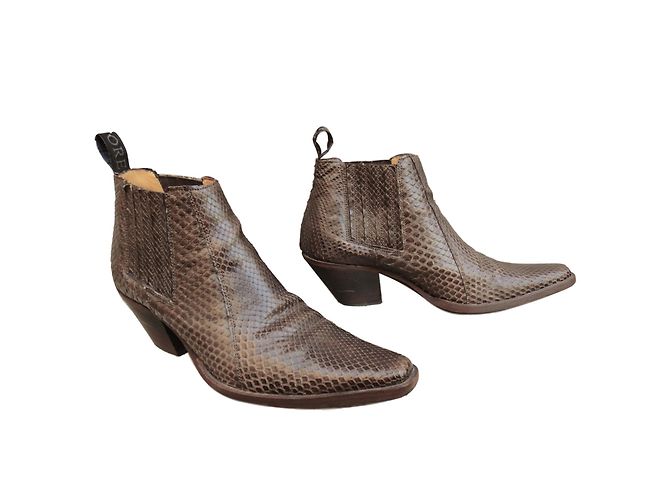 Sartore Stiefeletten aus braunem Eidechsenleder