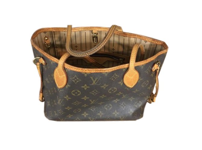 Neverfull Louis Vuitton Handbags Light brown Dark brown Leather Cloth  ref.67528 - Joli Closet