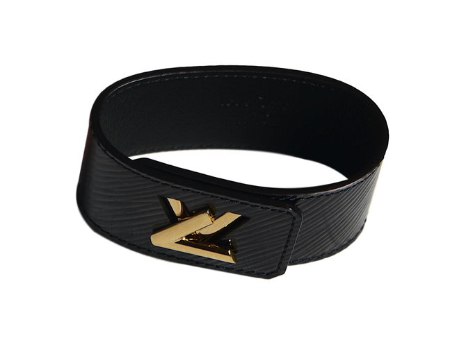 Louis Vuitton Twist-Armband Schwarz Leder  ref.67547