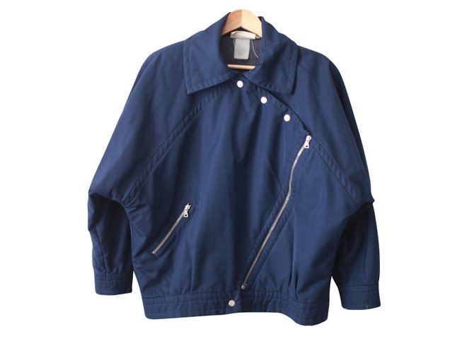 Courreges Biker jackets Navy blue Cotton  ref.67596