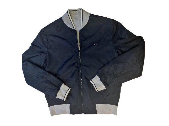 Fay Bomber jacket Blue Grey Cotton Polyester  ref.67612