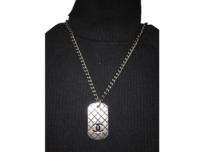 Collar Chanel en acero gris oscuro Gris antracita