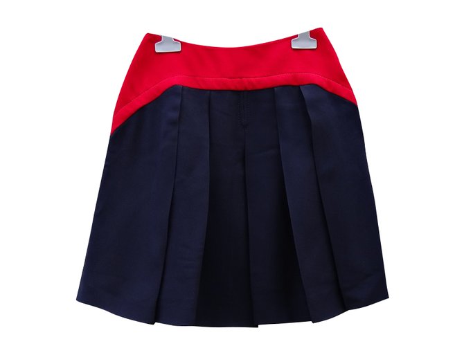 Miu Miu Skirts Red Navy blue Viscose  ref.67640