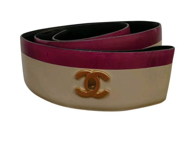 Chanel Belts Golden Dark red Leather  ref.67717