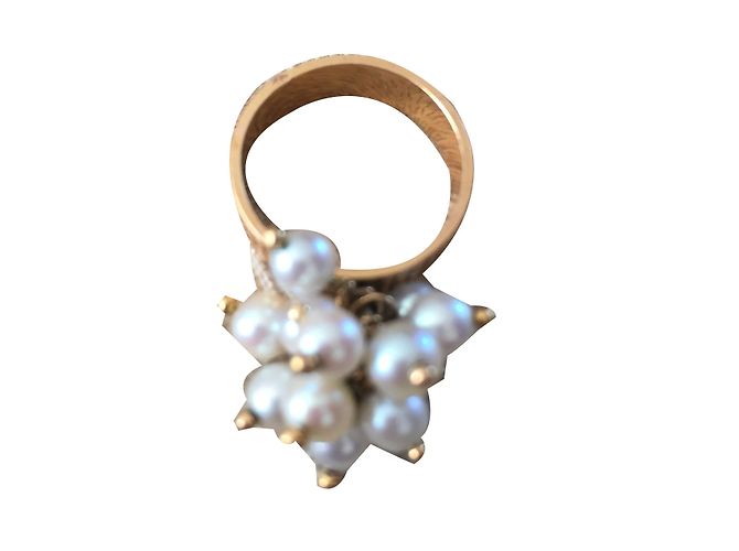 Autre Marque Goldring mit feinen Perlen Golden