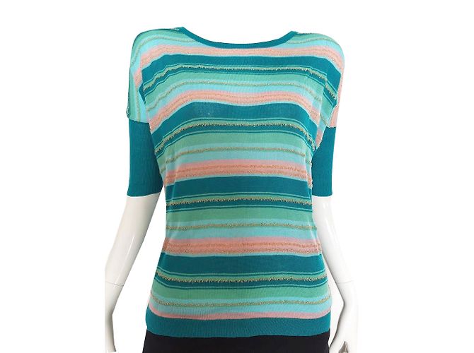 Top Georges Rech Verde e Blu in Rayon