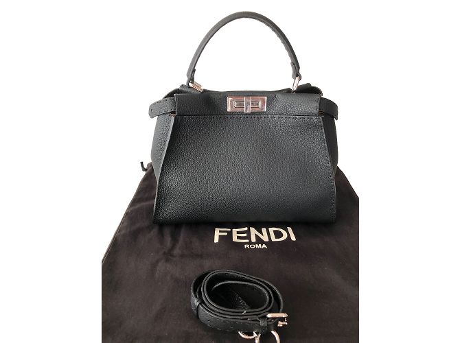 Fendi Roman Lederhandtasche schwarz