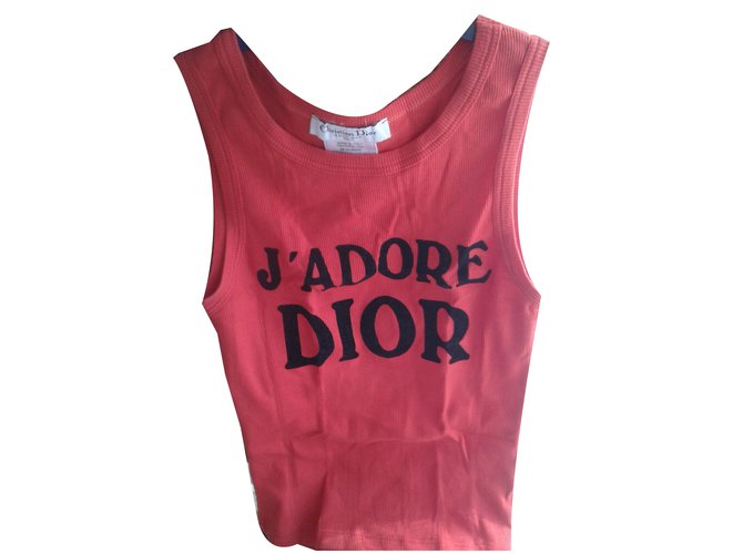 Christian Dior Top J'adore Rot Baumwolle  ref.67918