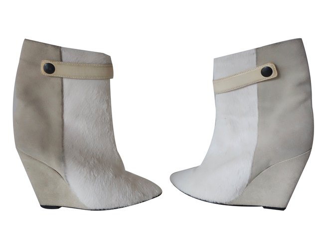 Isabel Marant Purdey Beige Blanco roto Becerro  ref.68089